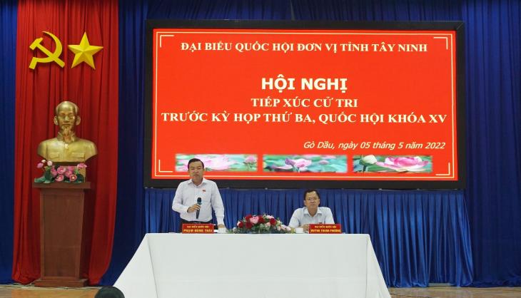 Đoàn đại biểu Quốc hội tỉnh Tây Ninh tiếp xúc cử tri trước kỳ họp thứ 3, Quốc hội khoá XV tại huyện Gò Dầu và thị xã Trảng Bàng